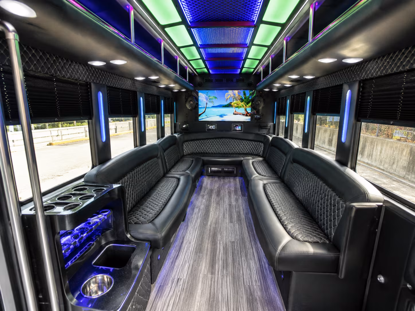 margate 18 passenger party bus inside