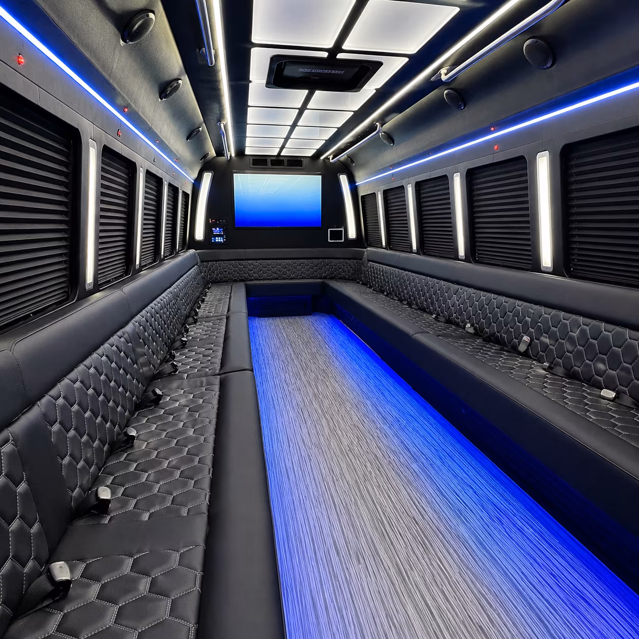 margate 50 passenger party bus inside